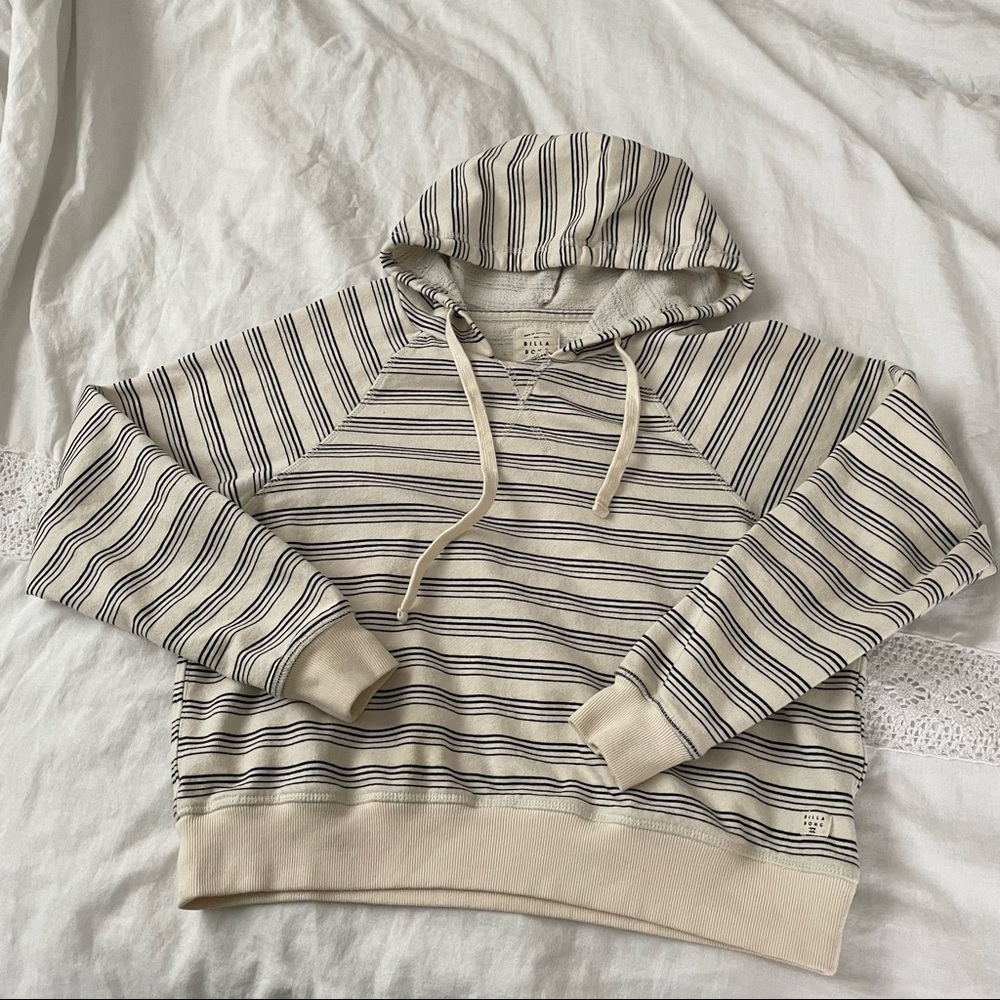 Billabong SMALL stripes cropped hoodie sweatshirt white black